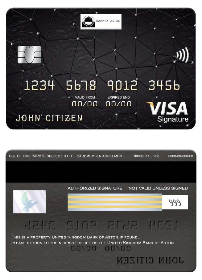 United Kingdom Bank of Aston visa signature card
